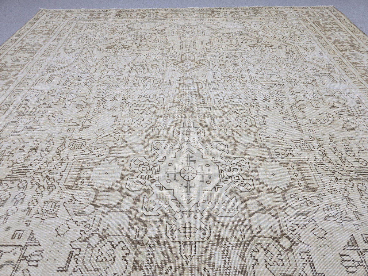 8x11 ft Vintage Turkish Oushak Rug: Hand-Knotted Wool & Cotton Area Carpet