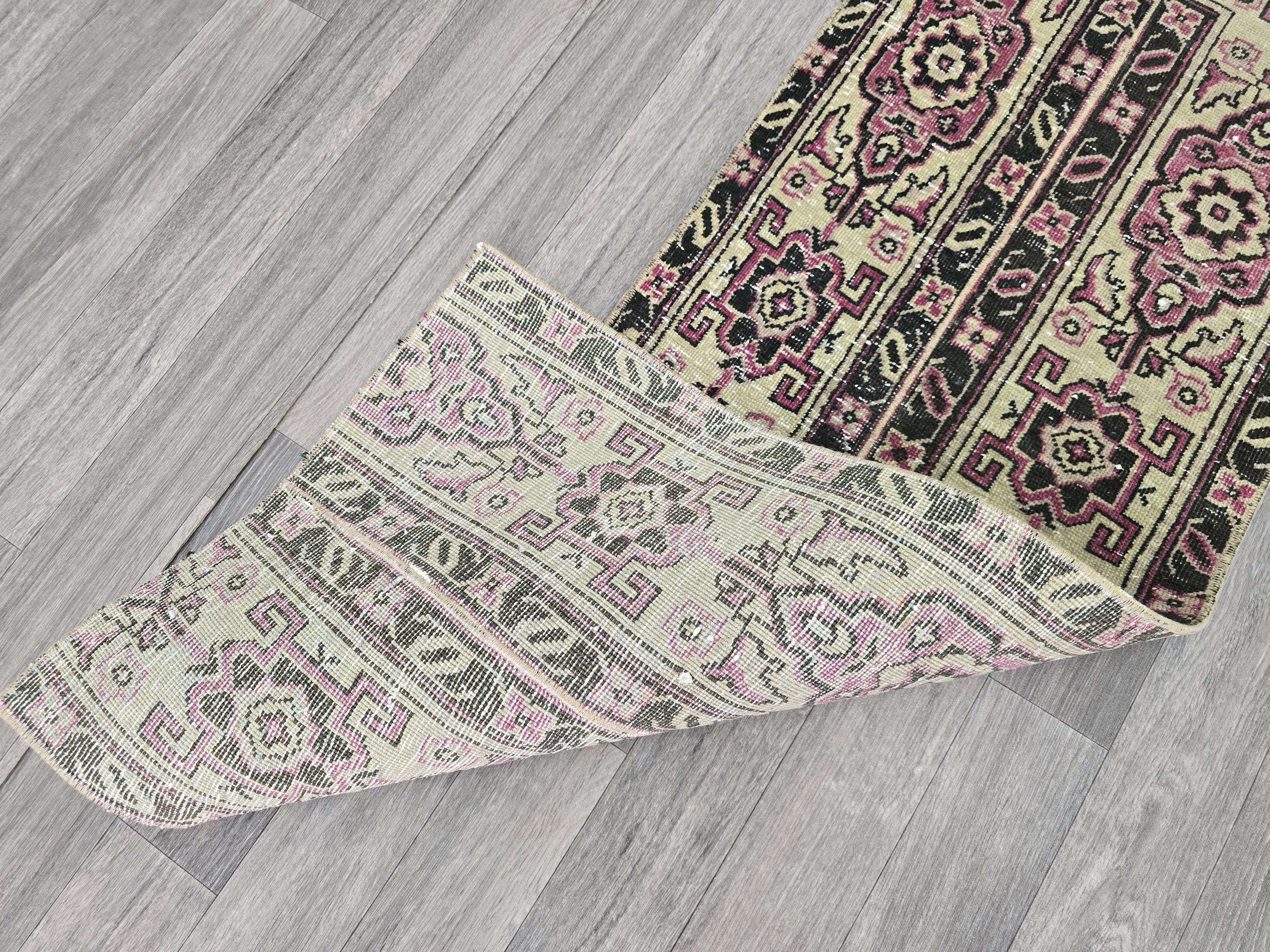 Vintage Patchwork Wool Runner Rug: Handcrafted Traditional Aisle Rug (2x5 ft)