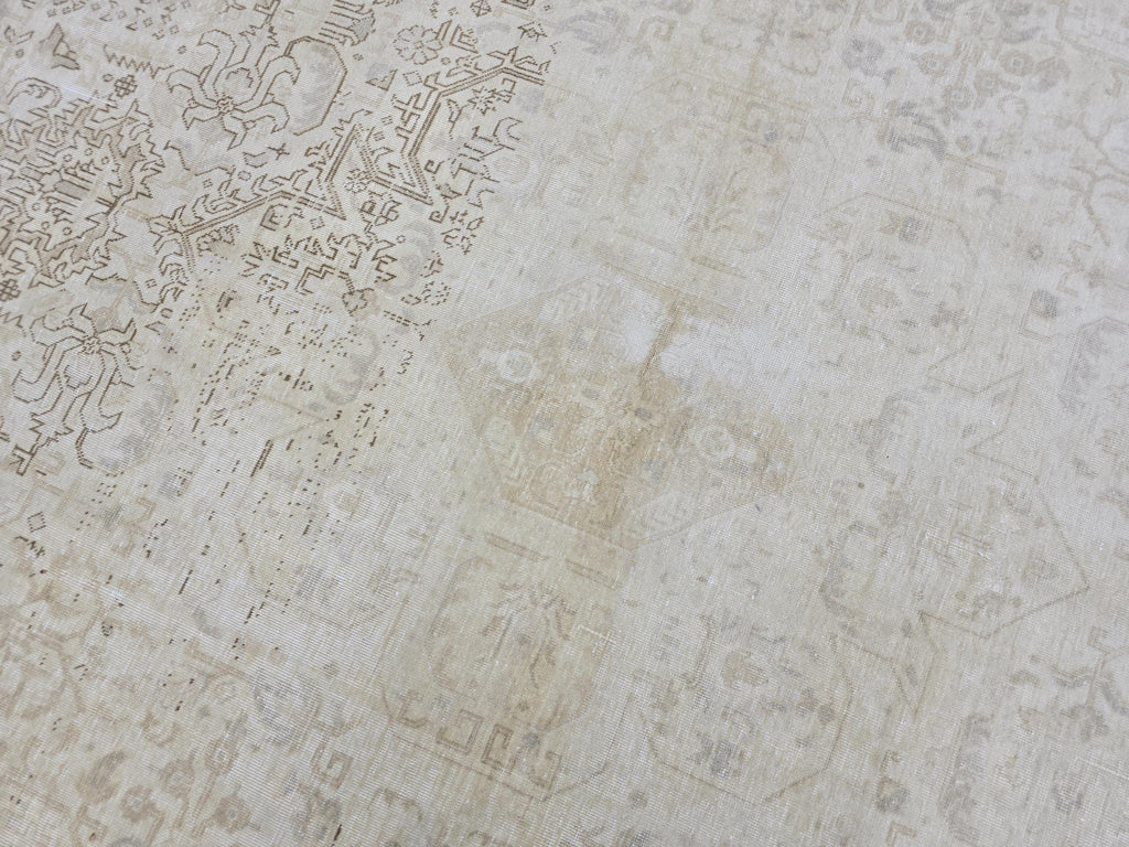 9x12 Vintage Oushak Rug: Handmade Neutral Turkish Area Carpet (9.45x12.85 ft)