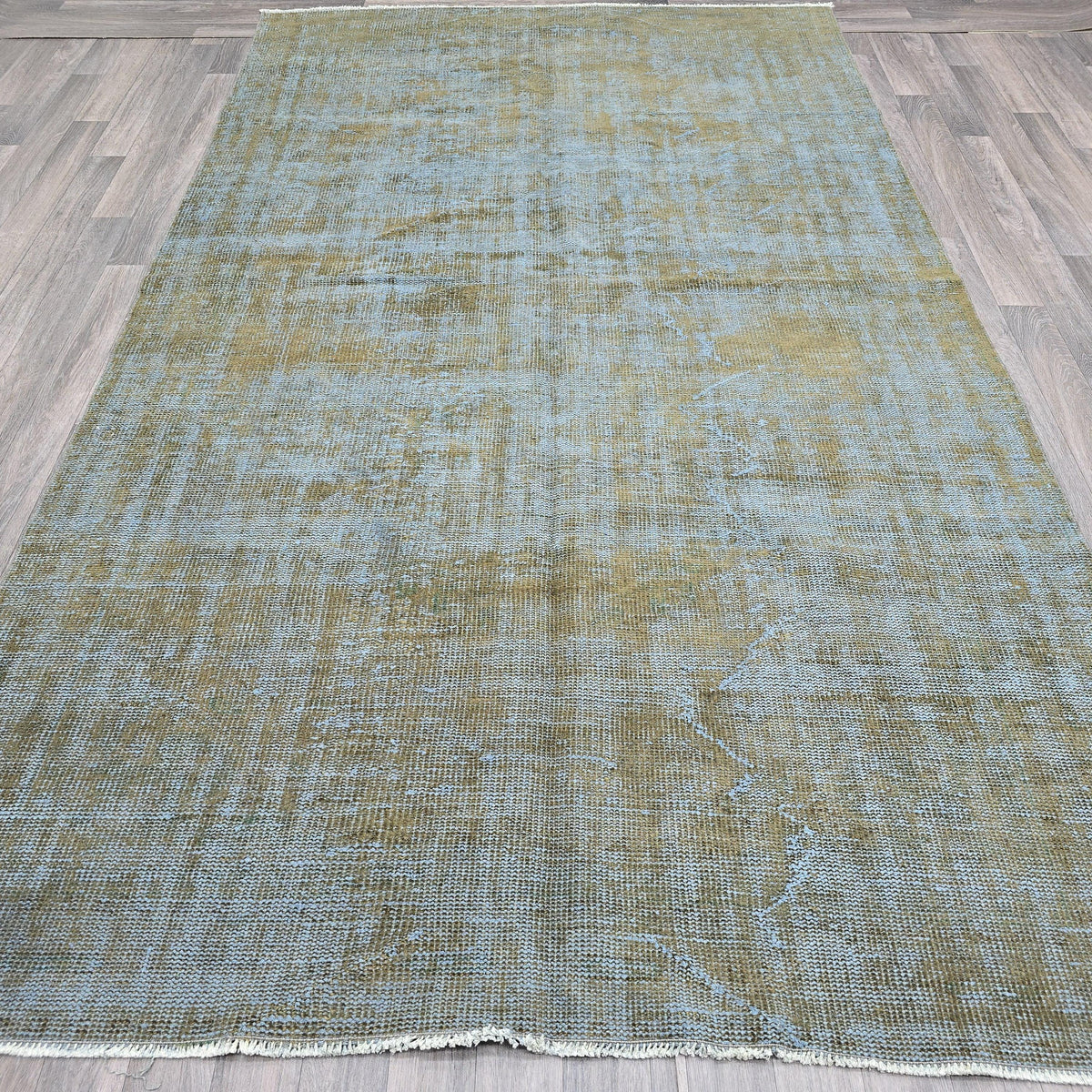 Faded Oushak Rug 6x10: Gray Rust Vintage Turkish Wool Carpet