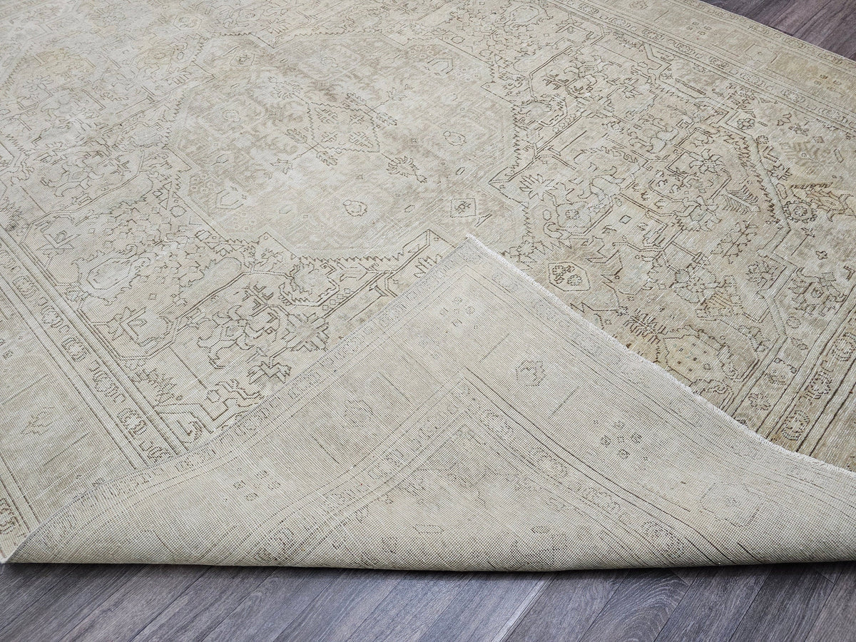 10x12 Neutral Vintage Muted Turkish Area Rug Tan Beige Brown