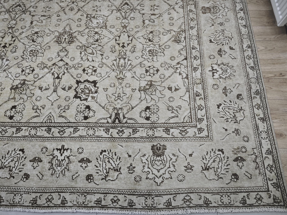 Oversized Vintage Turkish Oushak Rug 11.25x14.35 ft, Handwoven Wool
