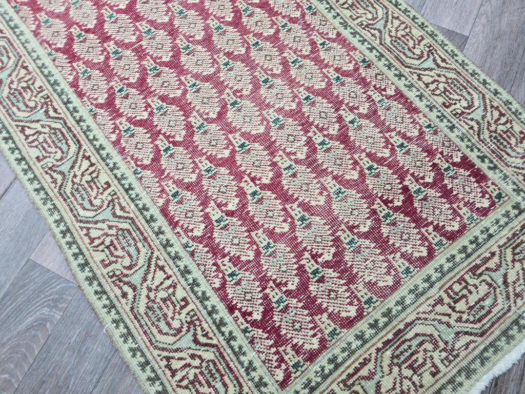 Hand Knotted Oushak Runner: Extra Long Vintage Turkish Hallway Rug