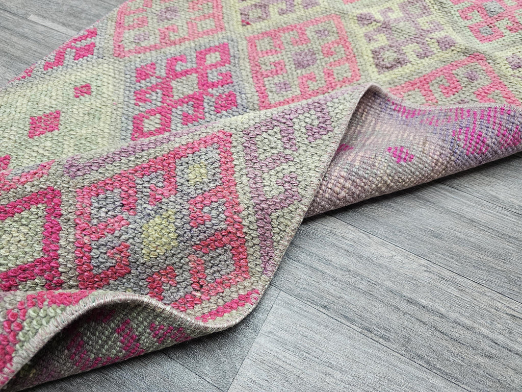 Vintage Turkish Runner Rug: Handwoven Oriental Hallway Rug (2.25x13.70 feet)