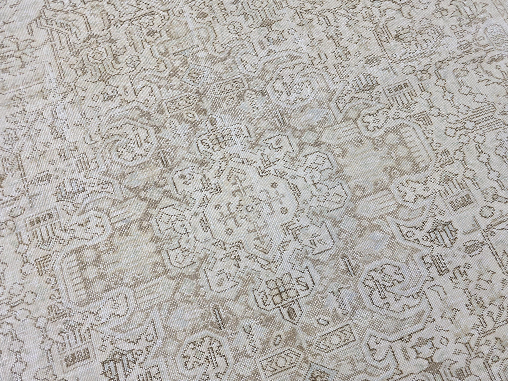 9x12 Oversize Vintage Area Rug/ Hand Knotted Wool Oushak Rug/ Beige Cream Turkish Rug/ Large Neutral Area Rug Geometric
