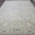 Antique Turkish Rug 10x12 Blue Cream Medallion Vintage Wool Area Rug Bedroom
