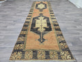 Long Vintage Anatolian Runner Rug: Handwoven Wool Hallway Carpet (3.5x12)