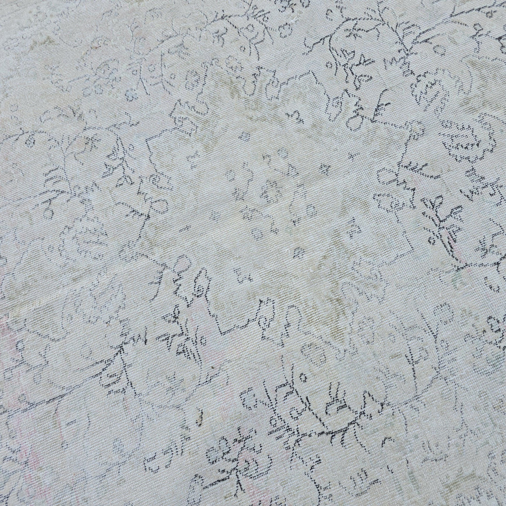 Vintage Hand-Knotted Turkish Oushak Rug: 7x10 Faded Area Rug