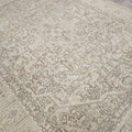 Oversized Neutral Oushak Rug: Vintage Geometric Turkish Wool Carpet (9.6x12.6 ft)