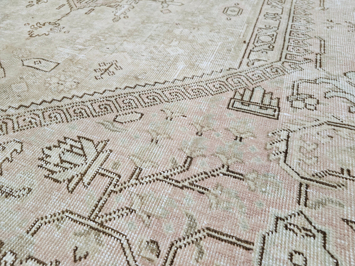 10x12 Vintage Hand-Knotted Turkish Rug: Neutral Anatolian Design