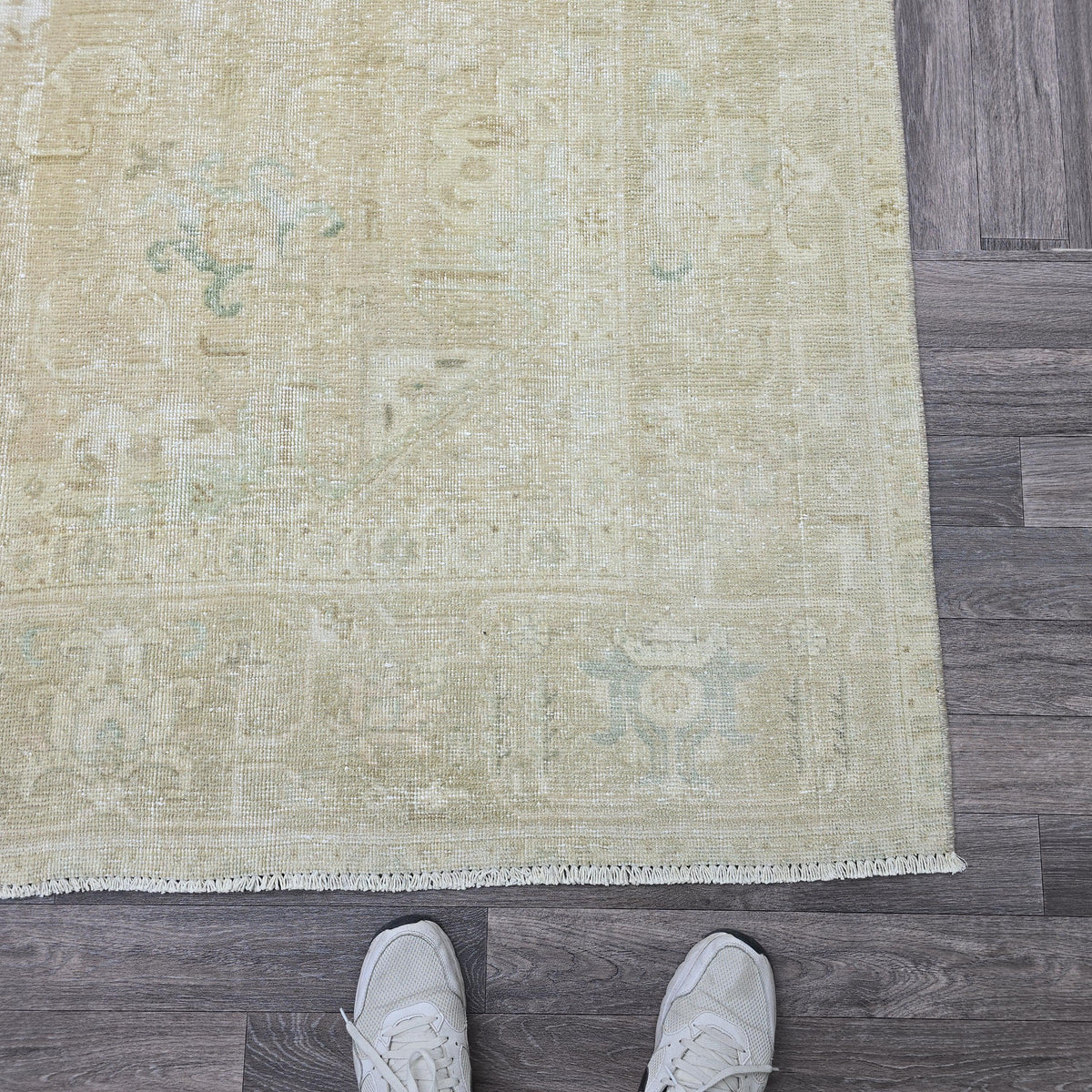 Antique 9x12 Oushak Area Rug : Neutral Hand Knotted Wool Turkish Rug for bedroom and livingroom