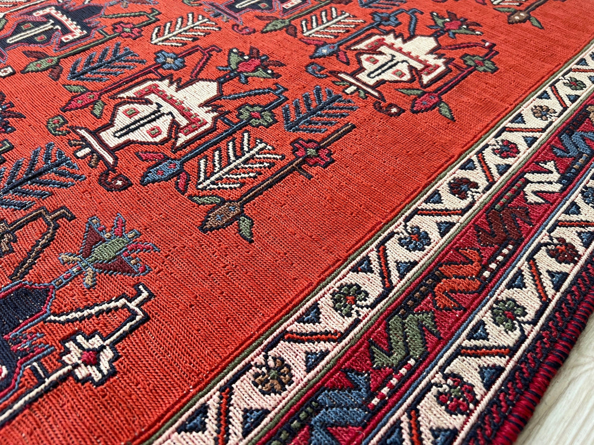 Antique Avşar Soumak Rug Runner: 3x9 Vintage Wool Hallway Rug