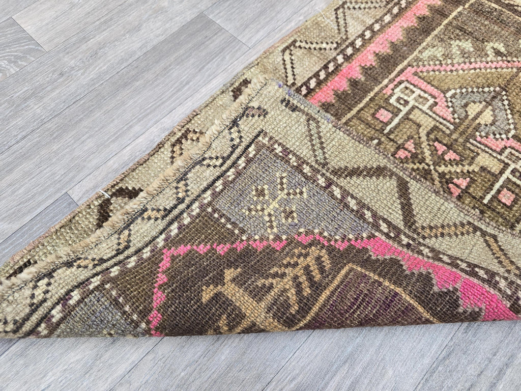 Vintage Turkish Oushak Rug: 20x39 Boho Earthy Entryway Mat