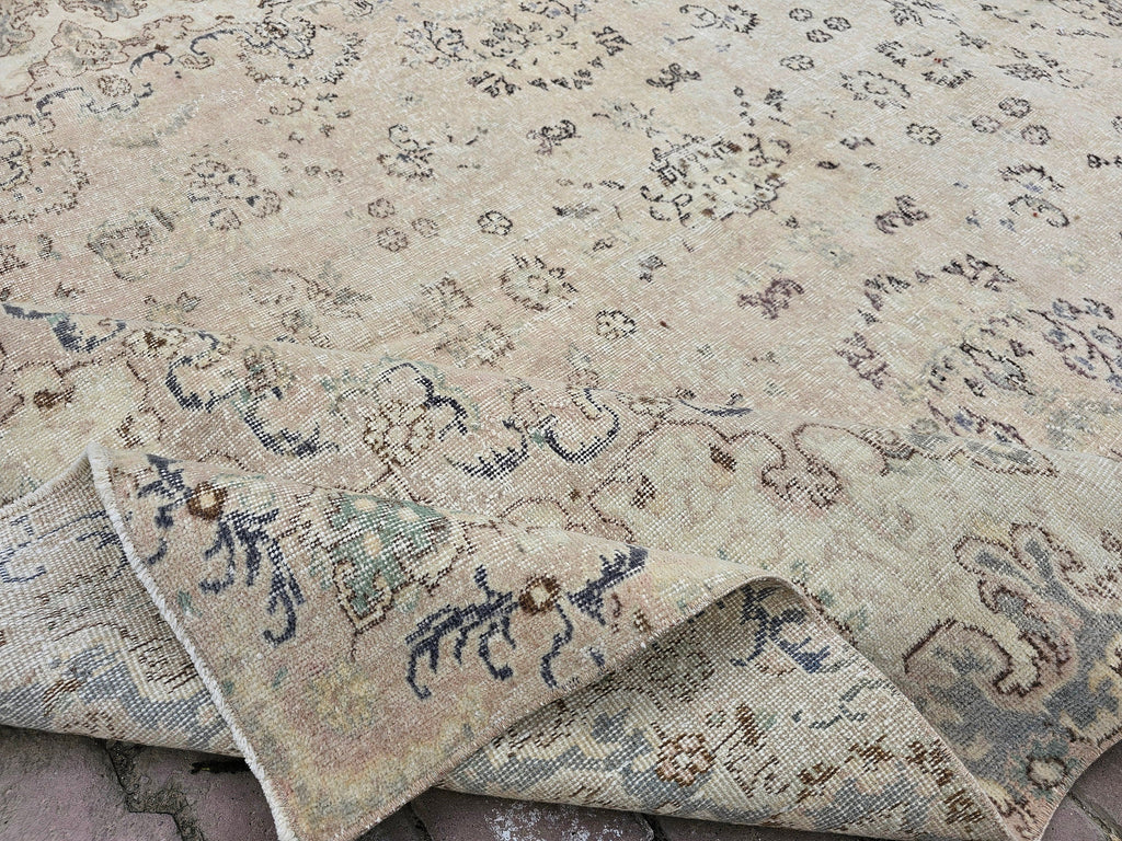 Vintage Oushak Rug 7x10: Handmade Turkish Wool Area Rug