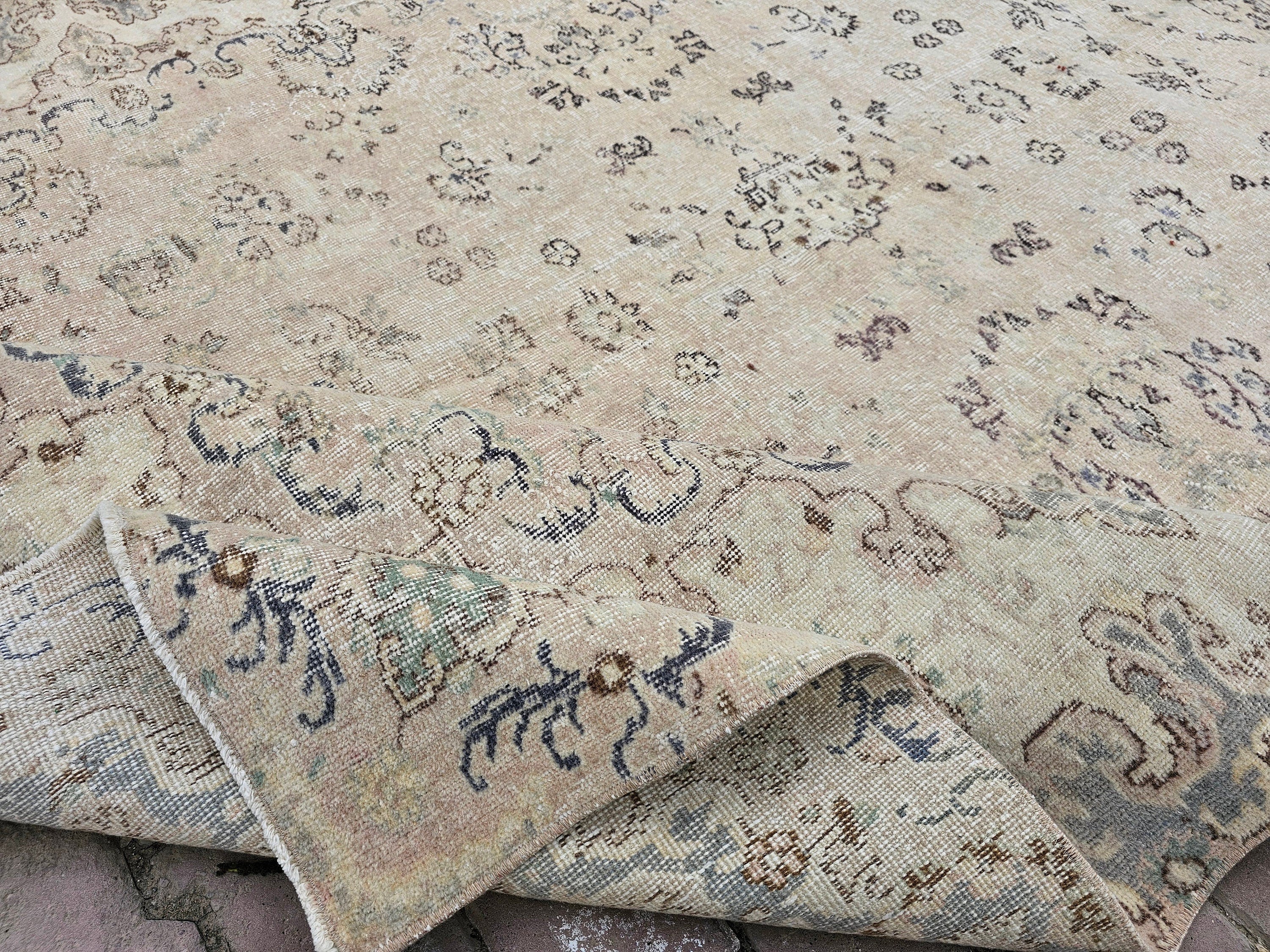 Vintage Oushak Rug 7x10: Handmade Turkish Wool Area Rug