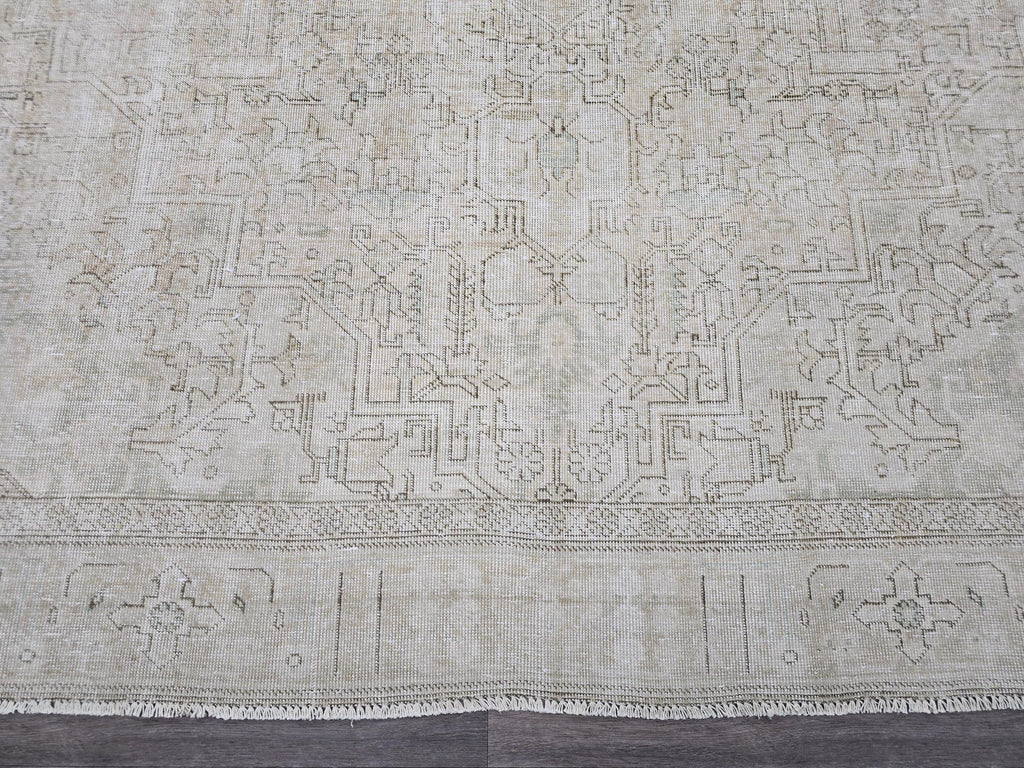 Oushak Rug 9x12 Neutral Hand Knotted Vintage Oversize Turkish Rug Geometric // 9.50x12.50 feet
