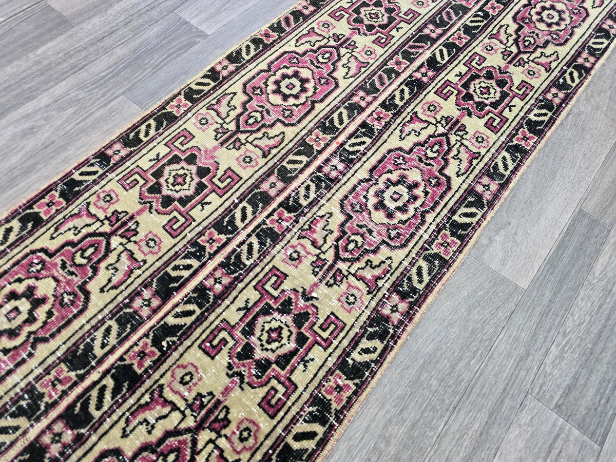 Handcrafted Wool Runner Rug: Traditional Aisle Hallway Carpet (1.80x6.70 ft)