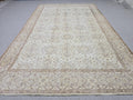 Vintage Turkish Oushak Rug 7x10, Hand Knotted Wool, Neutral Farmhouse
