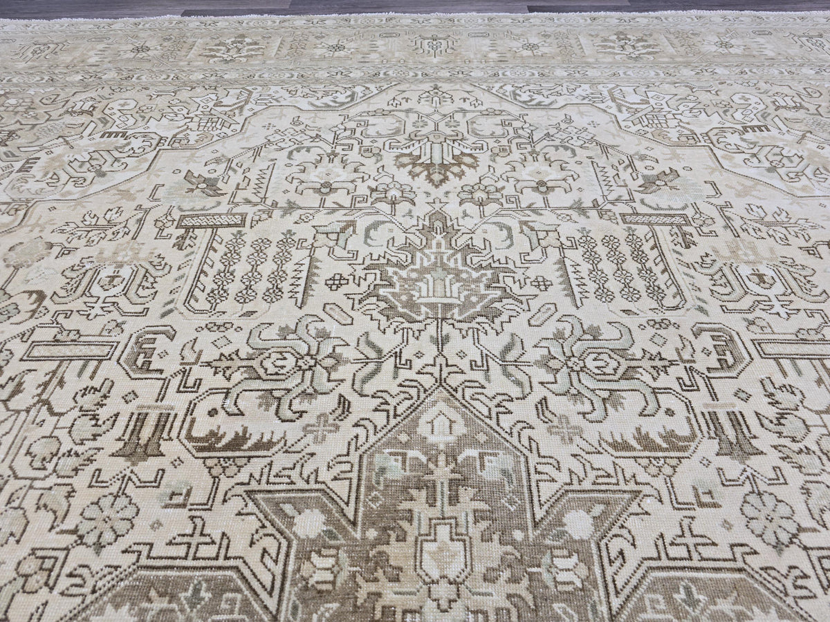 Wool Oushak Rug: 10x12 Vintage Turkish Anatolian Carpet