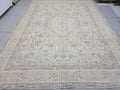 Oushak Wool Area Rug: 9x12 Light Pink Beige Turkish Rug