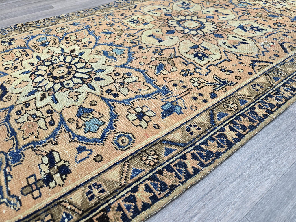 Hand Knotted Vintage Runner (3.40x10 ft): Traditional Pastel Hallway Rug