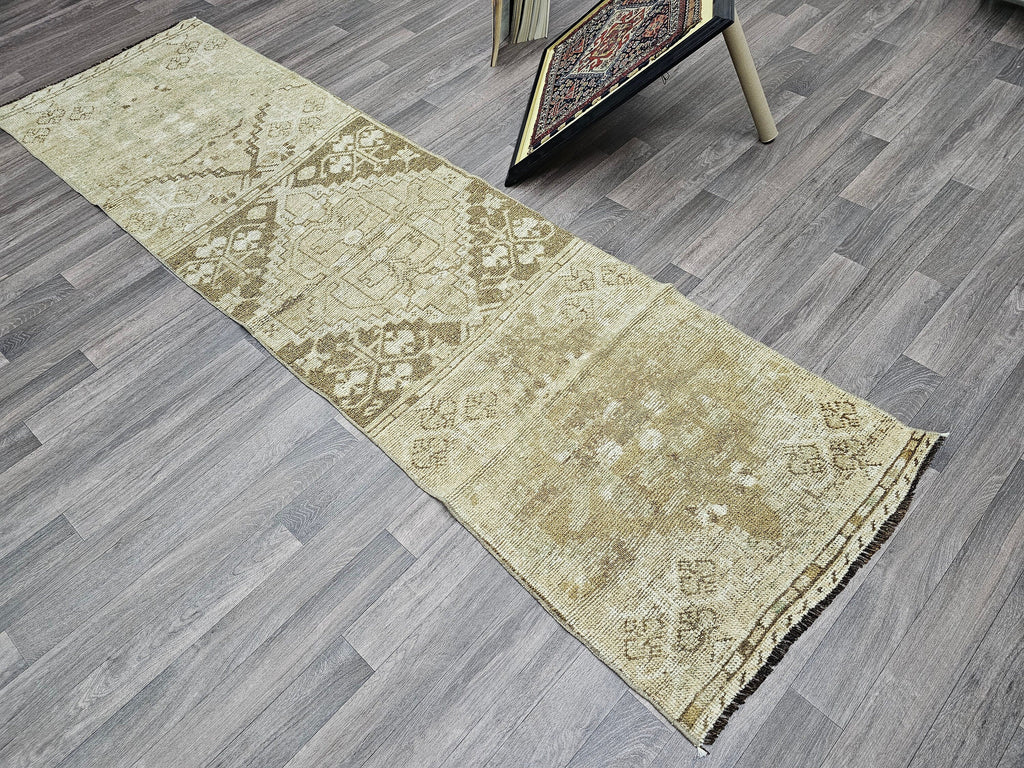 Vintage Handmade Wool Turkish Runner 2.60x9.60 feet