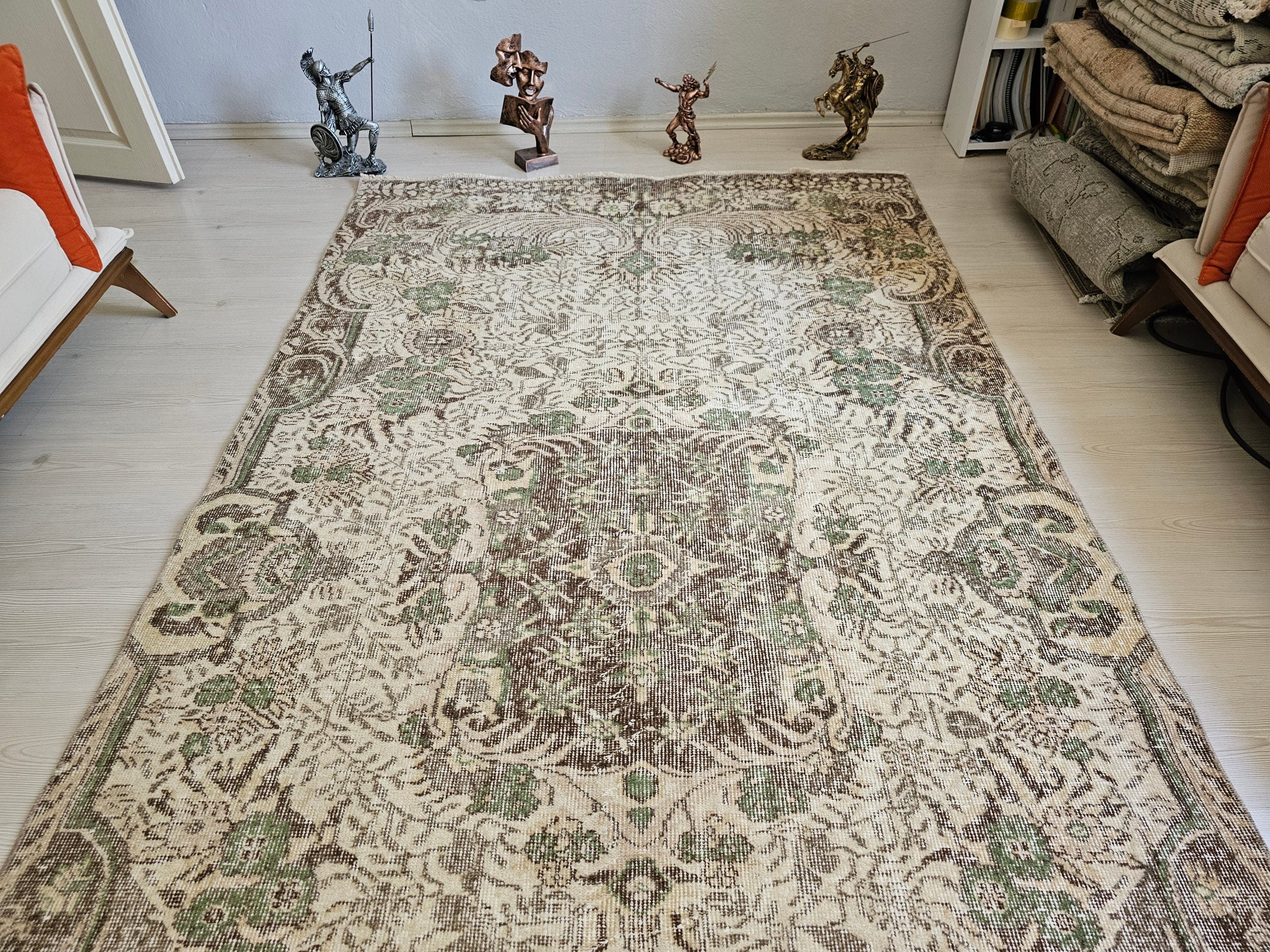 5x10 Turkish Area Rug - Vintage Oushak Rug - High Quality Wool Oriental Carpet - Authentic Anatolian rug //5.20x9.70 feet