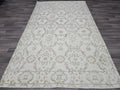 Vintage Turkish Oushak Rug 5x8: Handwoven Cream Floral Medallion