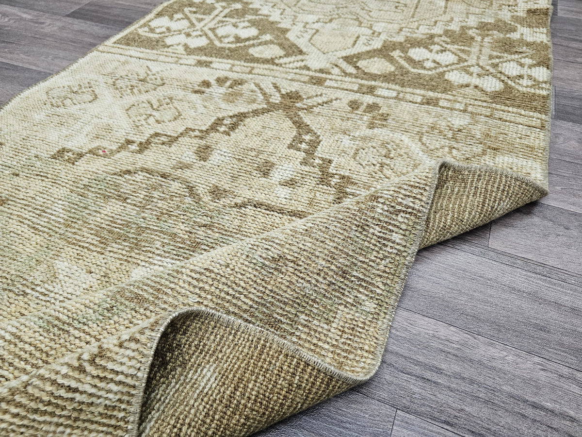 Vintage Handmade Wool Turkish Runner 2.60x9.60 feet