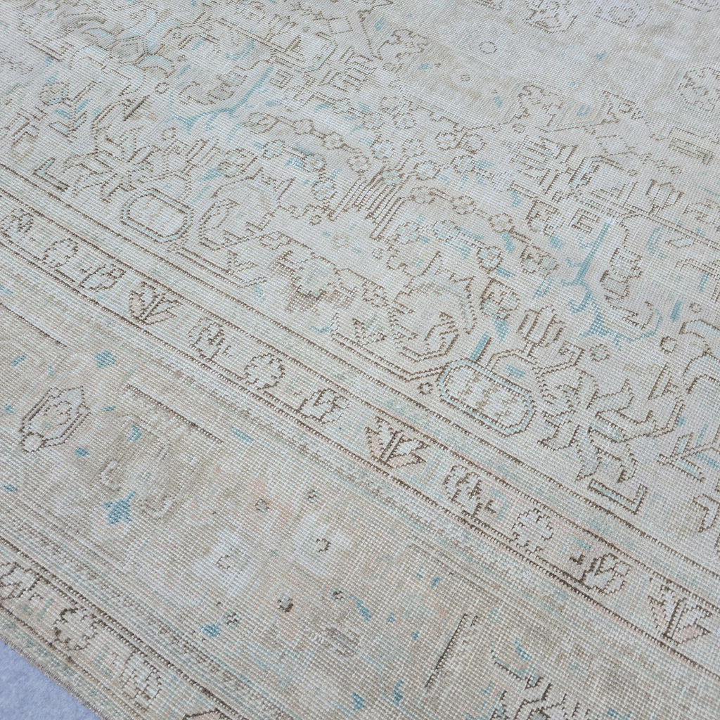 Handmade Oushak Wool Rug: Large Vintage Turkish Area Rug (9.60x11.75 ft)