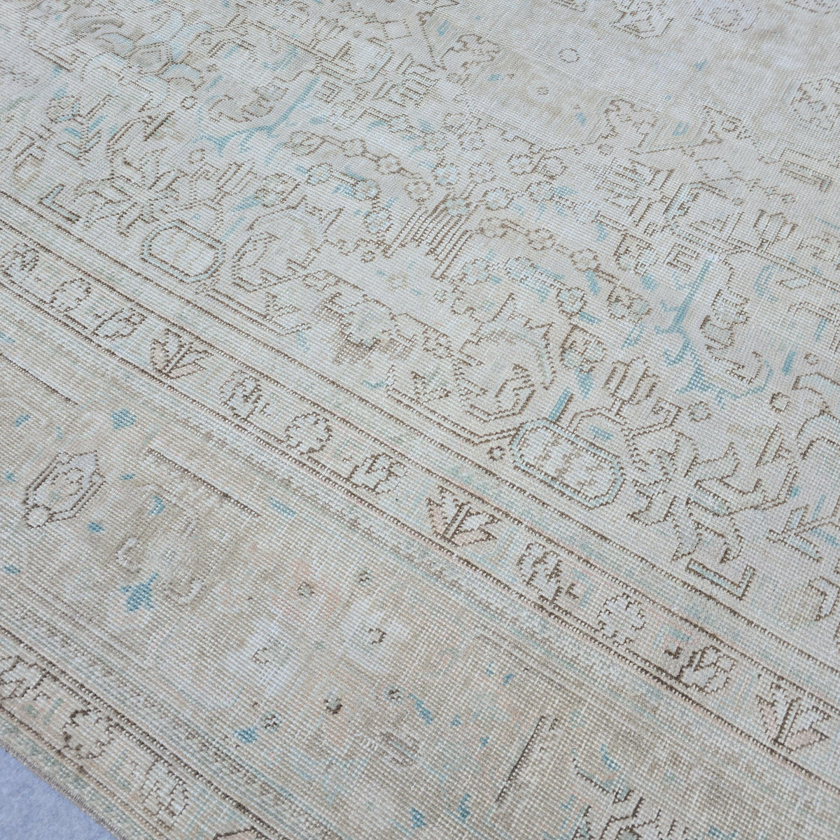 Handmade Oushak Wool Rug: Large Vintage Turkish Area Rug (9.60x11.75 ft)