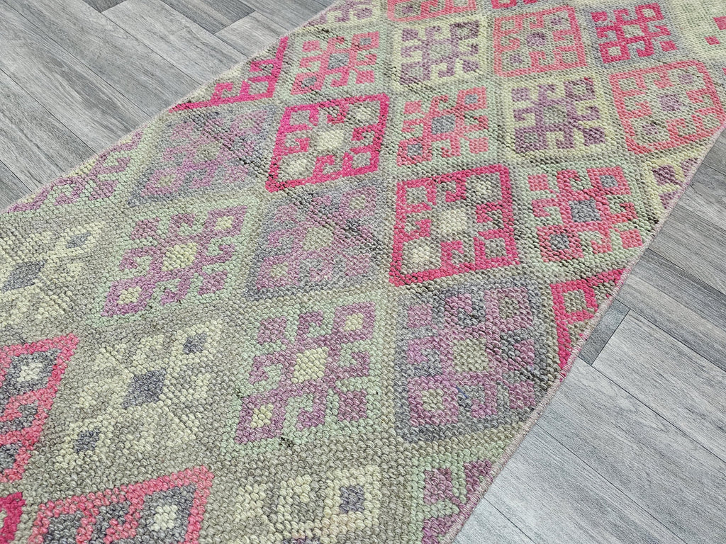 Vintage Turkish Runner Rug: Handwoven Oriental Hallway Rug (2.25x13.70 feet)
