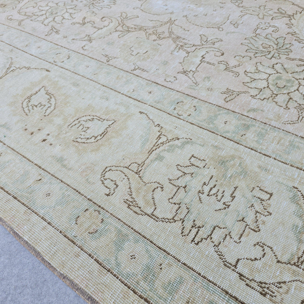 9x12 Handmade Oushak Area Rug for Livingroom and Bedroom / Oversize Turkish Rug/ Authentic Carpet Beige Pink Floral