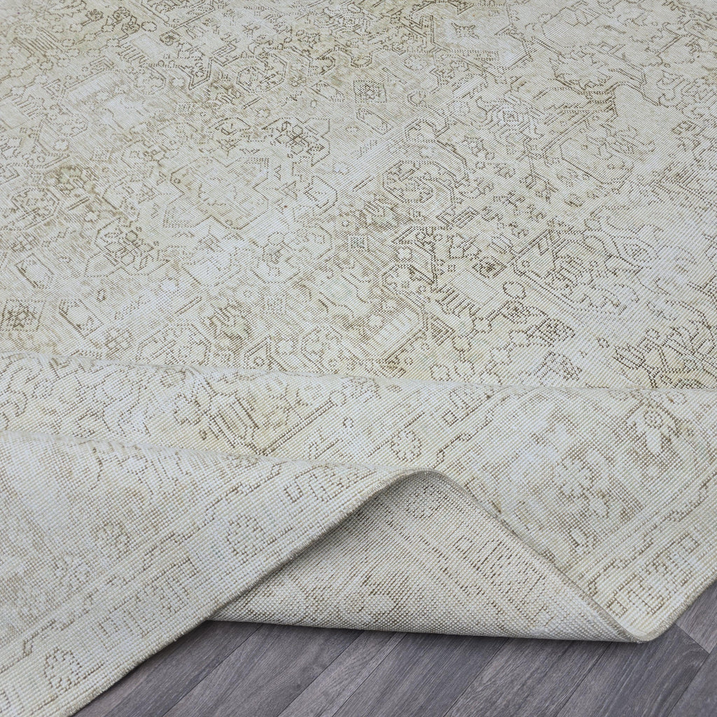 Neutral Oushak 9x12 Area Rug: Handmade Wool Vintage Carpet /9.35x12 feet