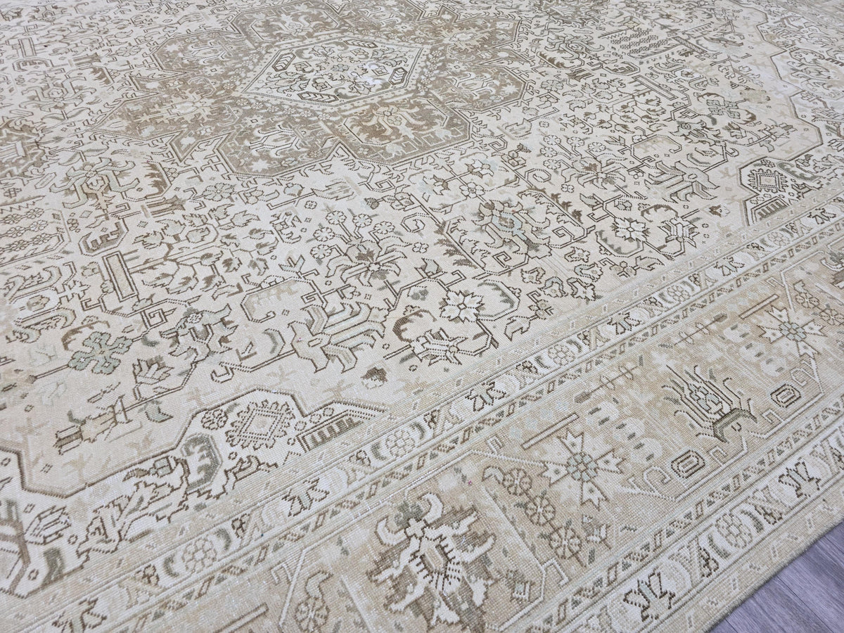 Wool Oushak Rug: 10x12 Vintage Turkish Anatolian Carpet