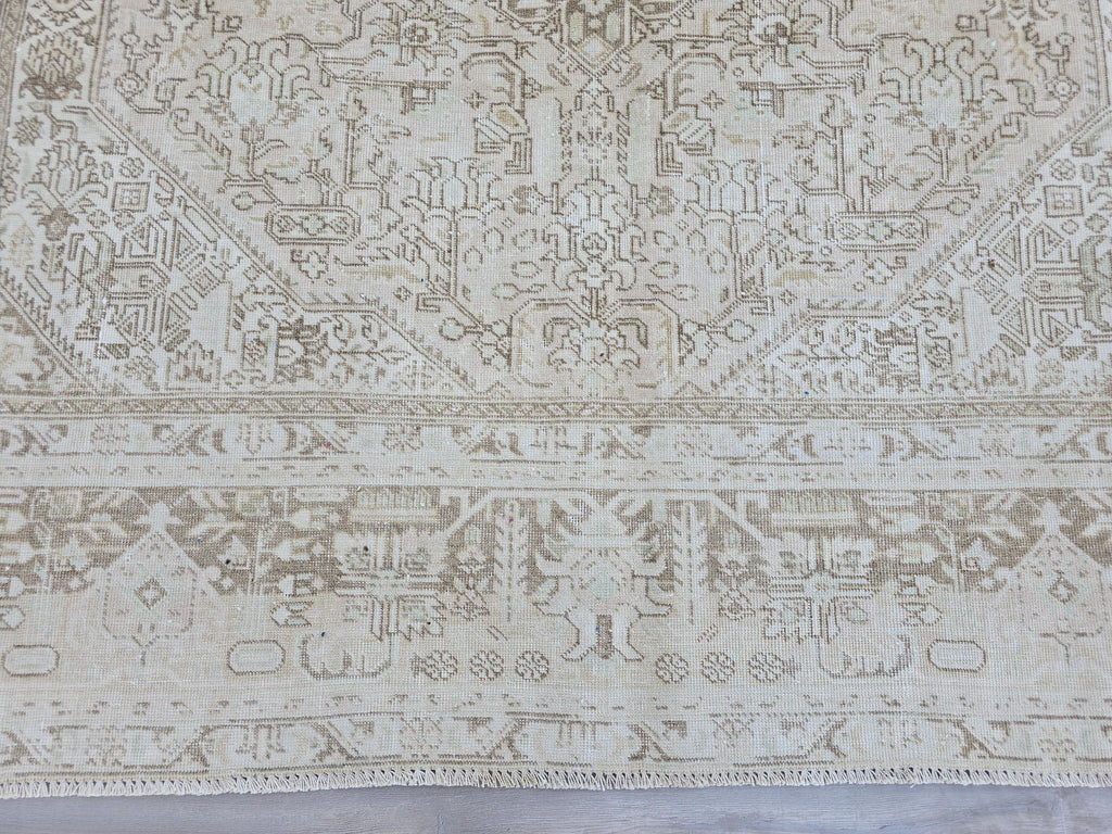 8x11 Neutral Turkish Rug/ Hand Knotted Unique Wool Area Rug Geometric Beige Brown //7.80x10.80 feet