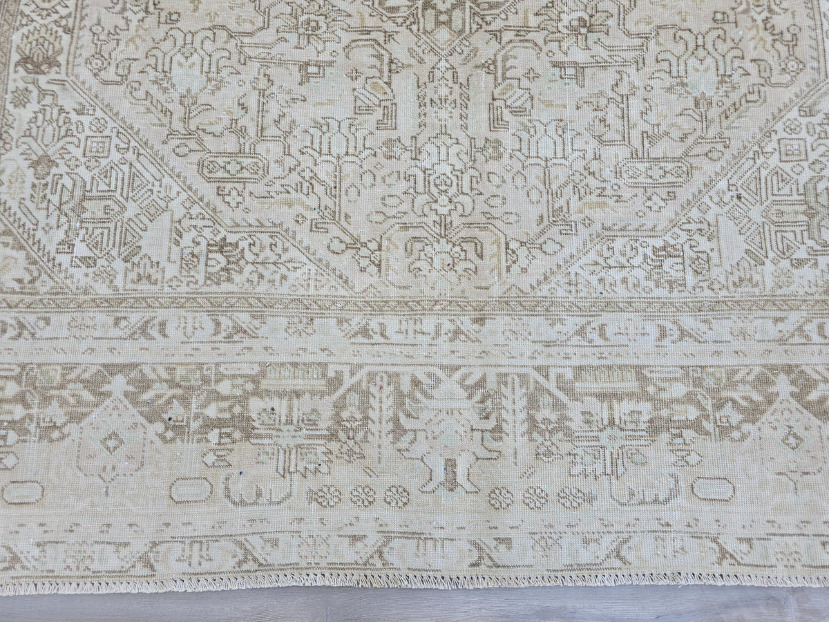 8x11 Neutral Turkish Rug/ Hand Knotted Unique Wool Area Rug Geometric Beige Brown //7.80x10.80 feet