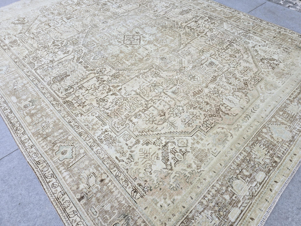 9x12 Neutral  Turkish Arean Rug Hand Knotted Vintage // 9.3x12.20 feet