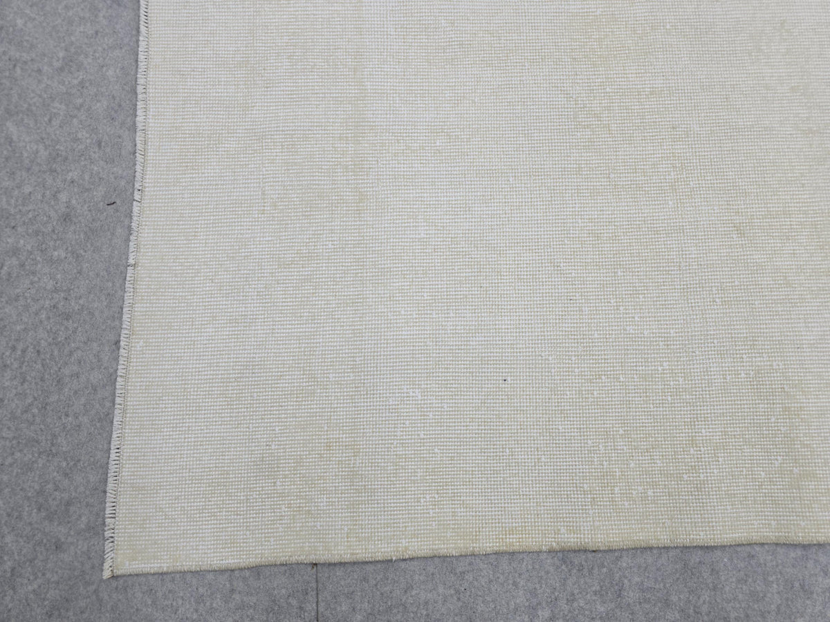 7x10 feet Wool Turkish Oushak Rug: Handknotted Vintage Wool, Muted Neutral
