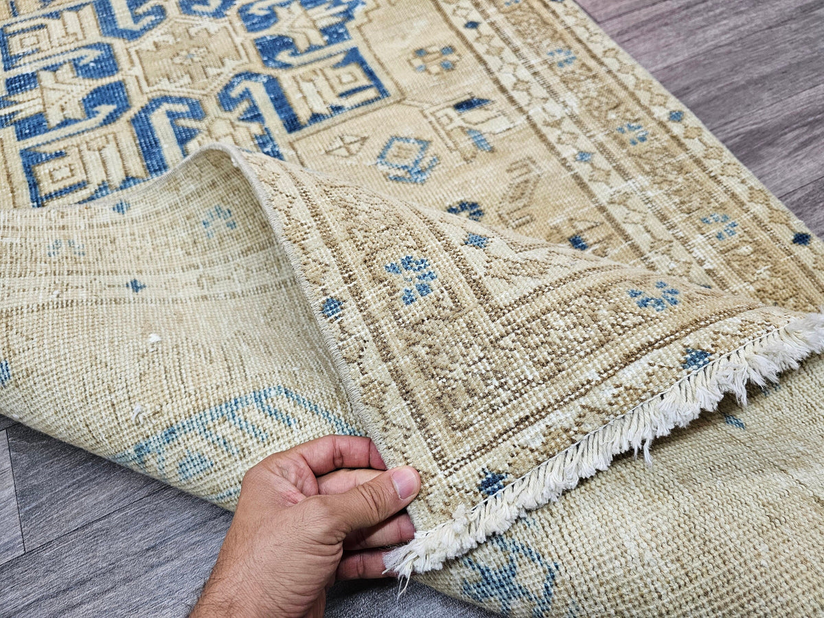 Oushak 3x12 Rug Runner - Neutral Vintage Hand Knotted Wool Runner Rug