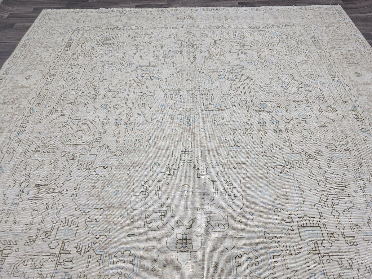 Turkish 9x12 Rug: Hand Knotted Wool Oushak Area Rug, Neutral Area Rug, Muted Rug for Livingroom and bedroom, 9.3x12 feet