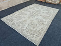 Cream Oushak Rug (7x10.55 ft): Vintage Turkish Wool Area Rug