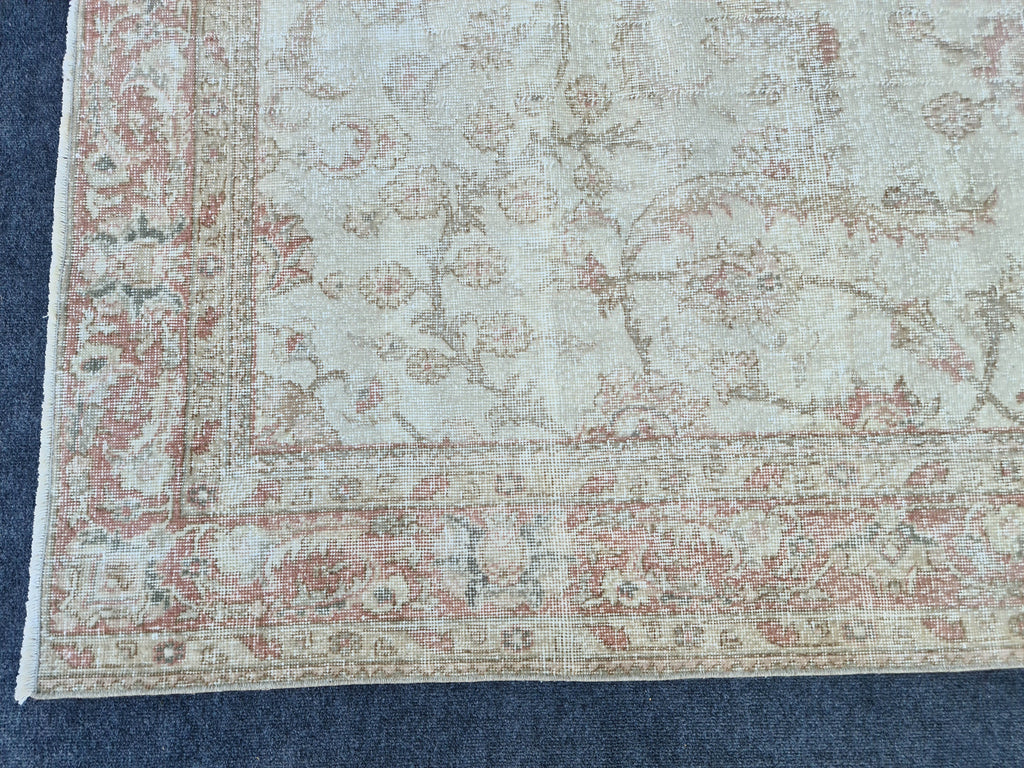 6x9 Faded Turkish Rug: Hand Knotted Wool Oriental Carpet