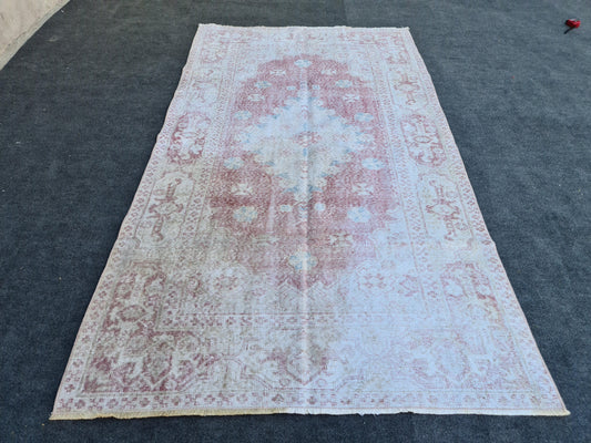 4.6x8.2 feet Handmade Wool Rug/ Accent Rug/ Turkish Rug/ Worn Oushak Rug/ Outdoor Rug/ Faded Vintage Rug