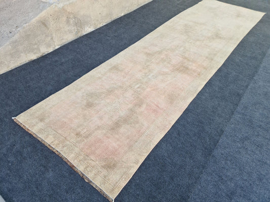 Faded Wool Soft Vintage Oushak Runner Rug