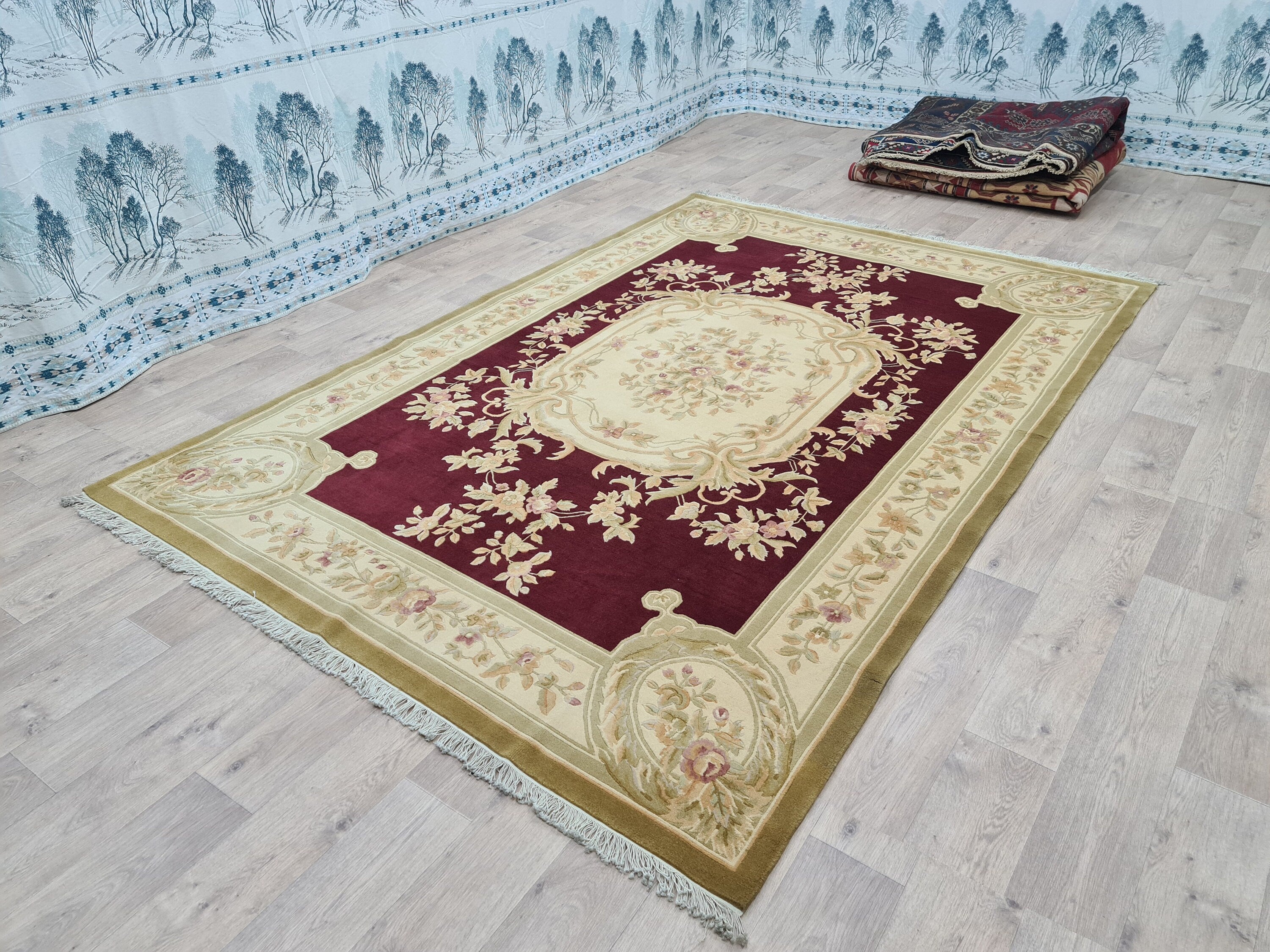 Medium Turkish Area Rug: Hand-Knotted Wool, Vintage Oriental Decor (6.65x9.7 ft)