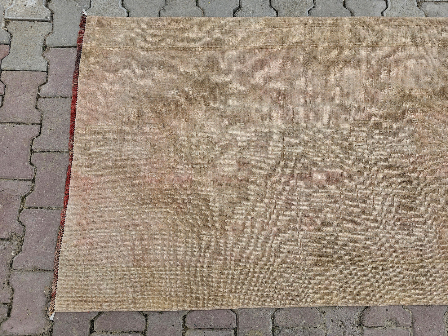 Turkish Runner Rug / 3.40x12.45 feet / Wide Vintage Wool Runner Rug - Soft Oushak Runner - Faded HandKnotted Runner for Hallway and Kitchen