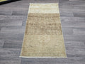 Vintage Oushak Wool Rug: Neutral Turkish Bath Mat (20x35 inches)