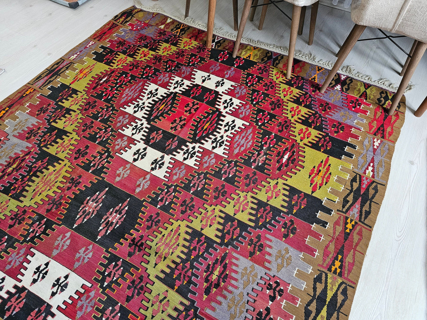 Anatolian Kilim Rug // 6.55x16.20 feet // Hand Knotted Vintage Kilim Rug for Master Bedroom | Authentic Wool Oushak Kilim Rug | Tribal Kelim