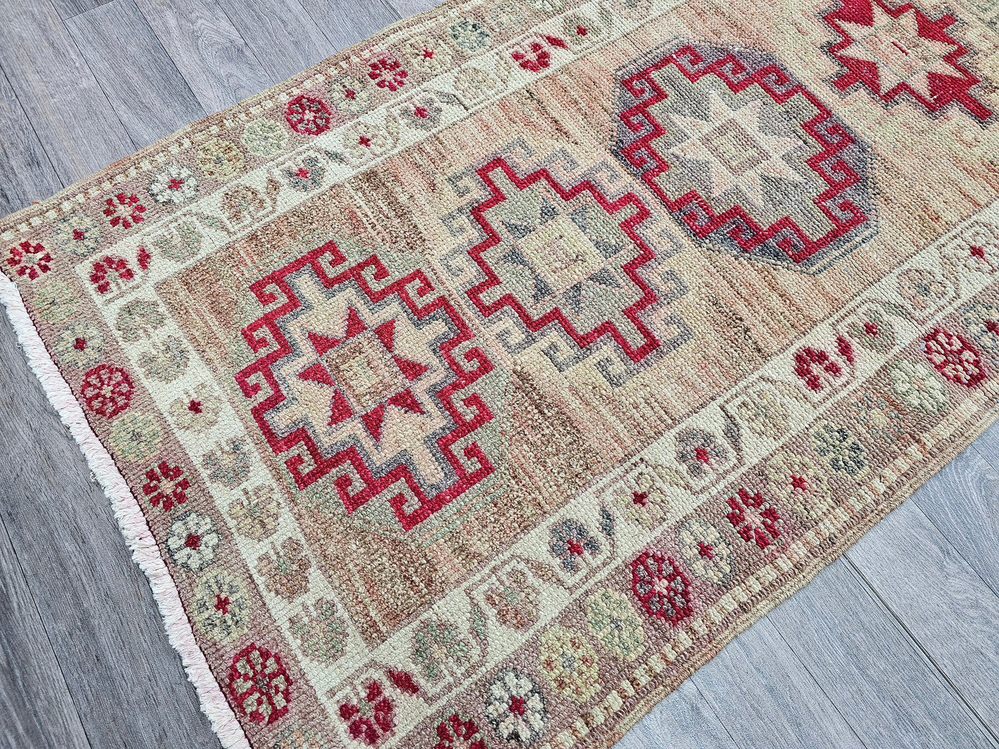 3x12 Vintage Wool Runner Rug - Herki Runner Traditional